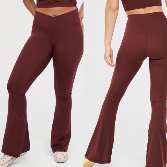 Aerie Offline Burgundy Flare Leggings - Picture 1 of 7